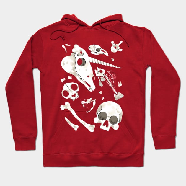 burgundy Skulls and Bones - Wunderkammer Hoodie by fabiomancini